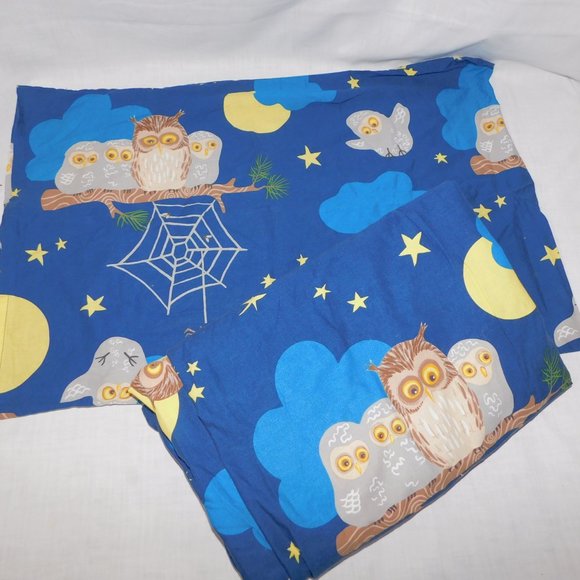 IKEA Vandring Uggla Twin Duvet Cover & Pillowcase Blue Moon Owls Clouds Spider - Picture 2 of 10